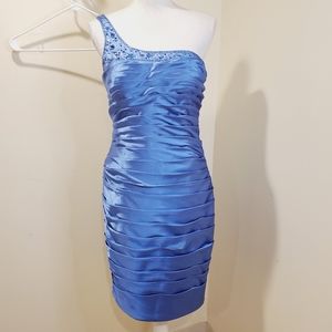 ADRIANA PAPELL blue party formal one shoulder dress Size 8